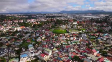 DA LAT CITY, VIETNAM - JULY 15,2022 : Landscape in the city of Da Lat city, Vietnam is a popular tourist destination. Tourist city in developed Vietnam. ( view aerial from drone )