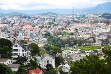 DA LAT CITY, VİETNAM - 15 Temmuz 2022: Vietnam, Da Lat şehrindeki manzara popüler bir turizm merkezidir. Gelişmiş Vietnam 'daki turizm şehri.