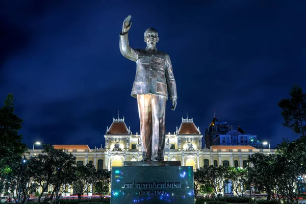 Chi Minh Vietnam July 2022 Chi Minh Statue Night Front — Foto de Stock
