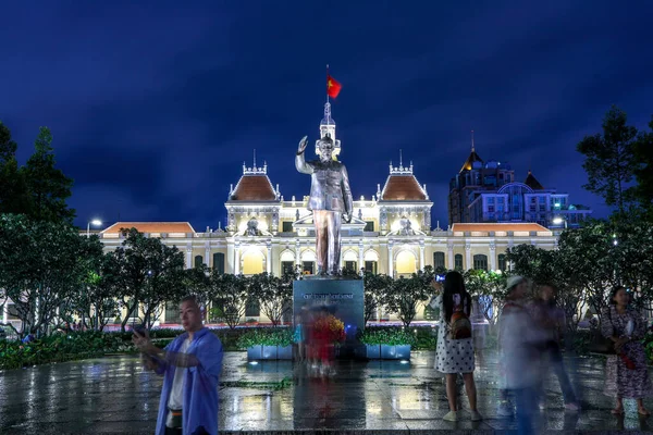 Chi Minh Vietnam July 2022 Chi Minh Statue Night Front — Foto de Stock