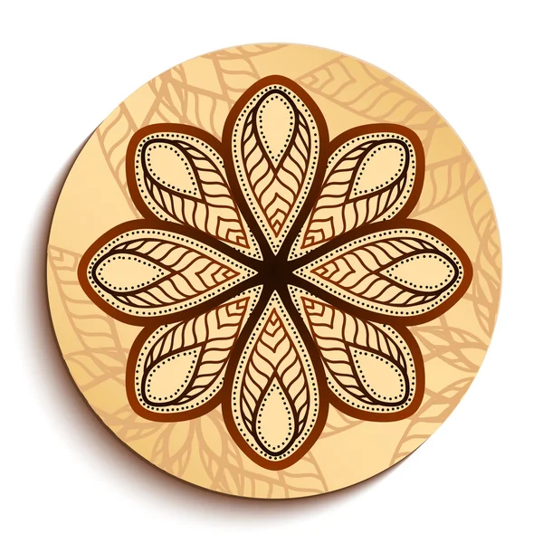 Ethnic Wooden Plate. Isolated on White — Stock Vector