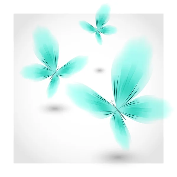 Light blue butterflies fluttering air — Stock Vector