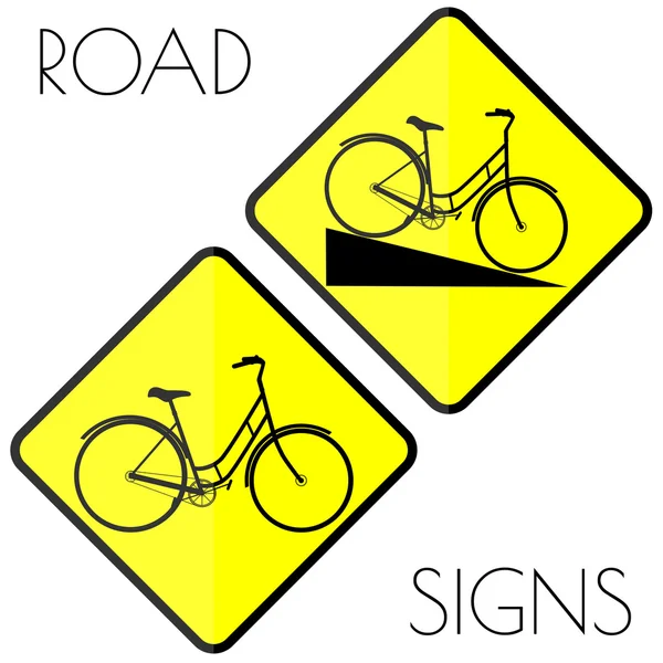 Panneaux de signalisation bicyclette jaune — Image vectorielle