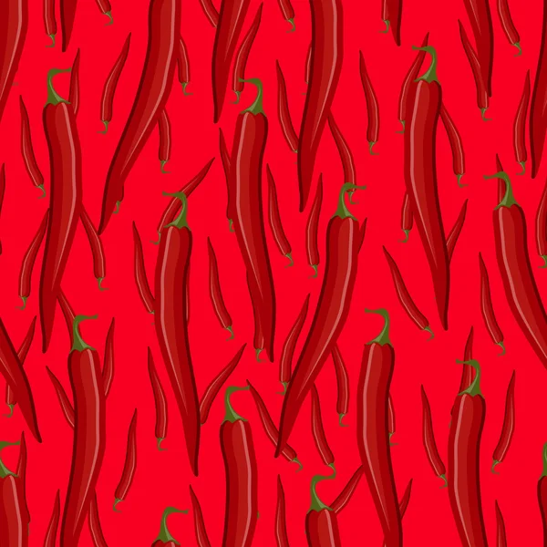 Rojo chile picante patrón sin costura — Vector de stock