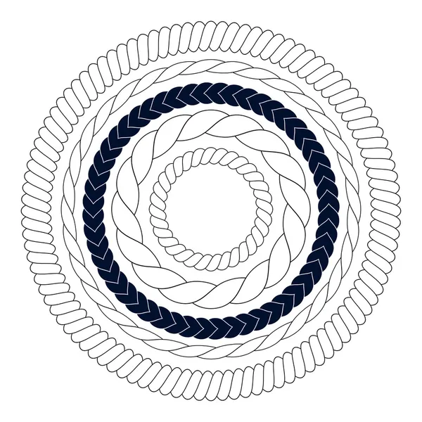 Елементи круглої мотузки, рамки, рамки — стоковий вектор