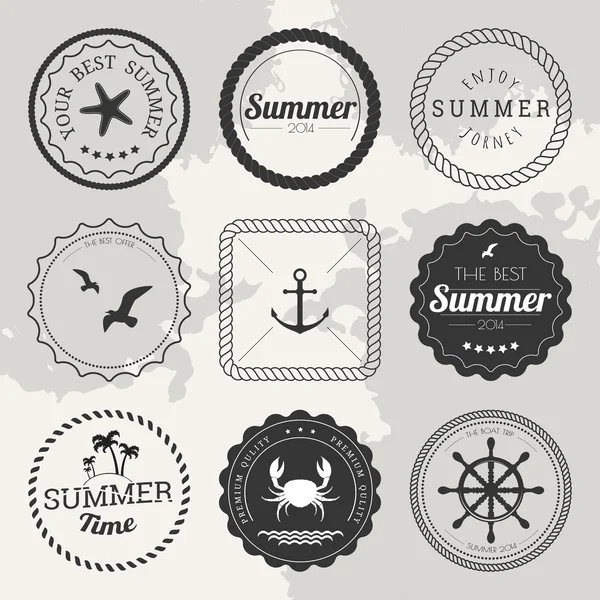 Conjunto de 9 elementos de verão design, molduras, bordas Ilustração De Stock
