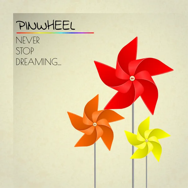 화려한 주황색, 빨간색과 노란색 pinwheels — 스톡 벡터