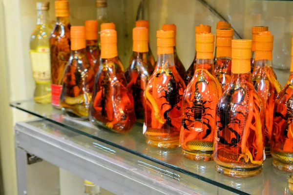 Bottle's of famous scorpion liquor — Stock Photo, Image