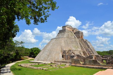 Anicent mayan pyramid Uxmal in Yucatan, Mexico clipart