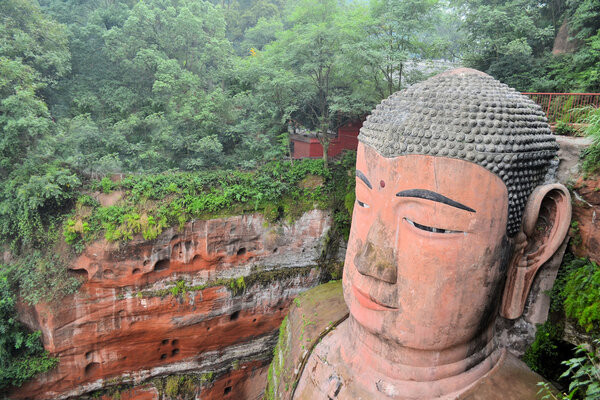 World's biggest Buddha in Leshan closeup