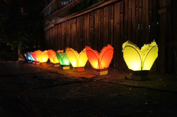 Colorful Paper Lanterns on the ground — Stock Photo, Image