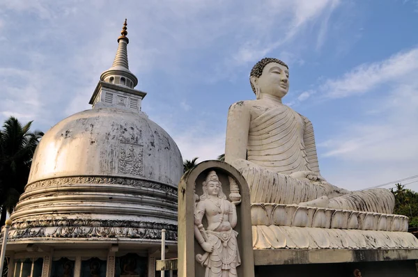 Серебряная пагода и будда в Шри-Ланке — стоковое фото