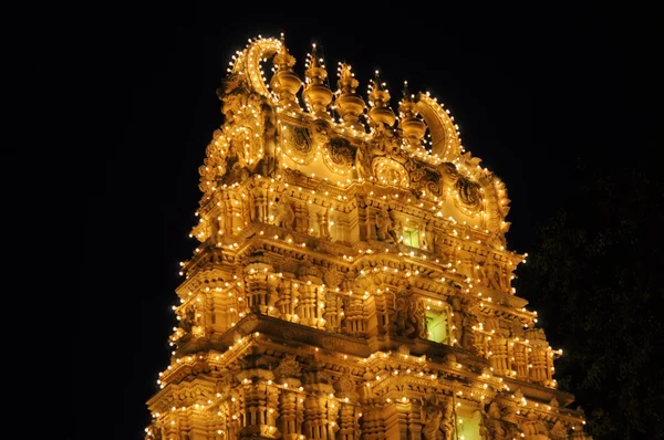 Hindu Temple in India illuminated at night — Stock Photo, Image
