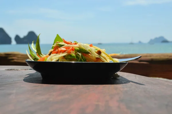 Som tam tailandês, salada de mamão verde — Fotografia de Stock