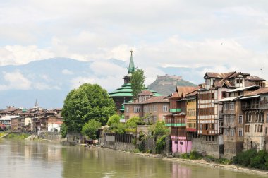 srinagar, Keşmir nehire jahelum, camiler