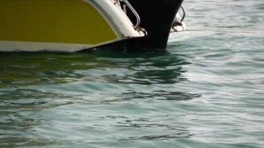 close-up footage of motor boat swimming in ocean
