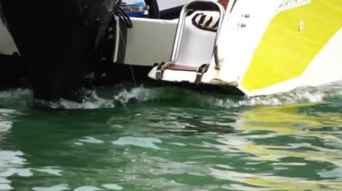 close-up footage of motor boat swimming in ocean