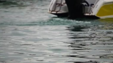 close-up footage of motor boat swimming in ocean