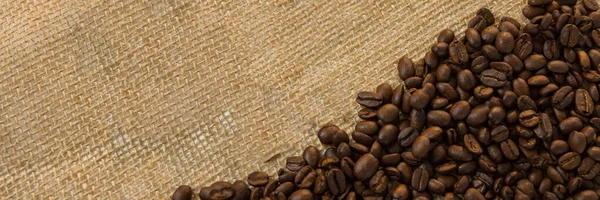Dark Roasted Coffee Beans Panoramic Image — Stock Photo, Image