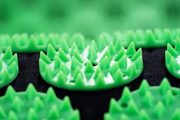 Closeup of acupressure mat for back pain relief and muscle relaxation