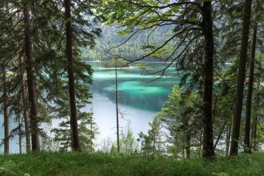 Eibsee, Grainau yakınlarında, Bavyera 'da. Almanya. Avrupa