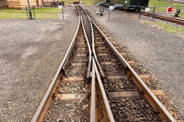 Vías Férreas Conmutación Del Ferrocarril Vía Estrecha — Foto de Stock