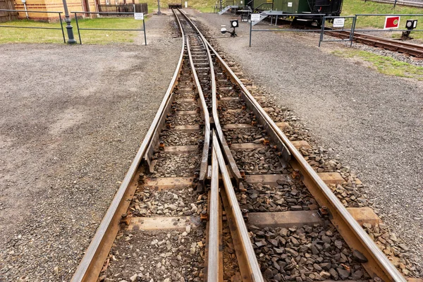 Vías Férreas Conmutación Del Ferrocarril Vía Estrecha —  Fotos de Stock