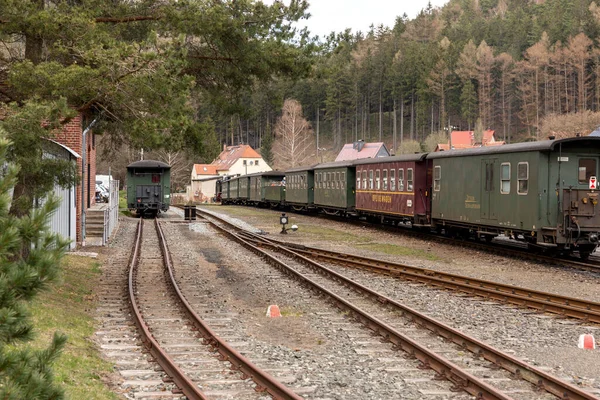 Historyczna Stacja Kolejowa Uzdrowiskowym Mieście Oybin Saksonia Niemcy — Zdjęcie stockowe