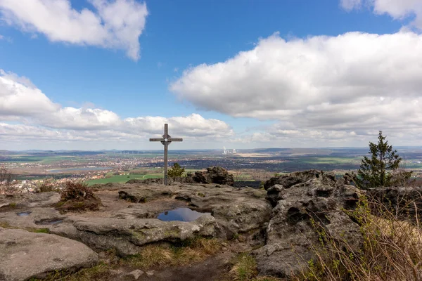 Blick Vom Tpfer Zittauer Gebirge Das Teil Des Lausitzer Gebirges — Stockfoto