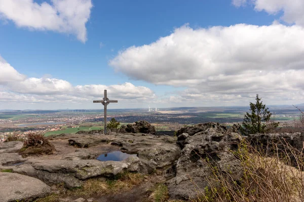 Blick Vom Tpfer Zittauer Gebirge Das Teil Des Lausitzer Gebirges — Stockfoto