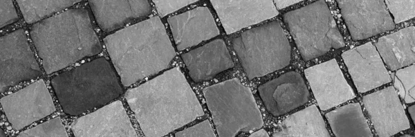 Gray Paving Stones Sidewalk Panoramic Stone Background — Fotografia de Stock