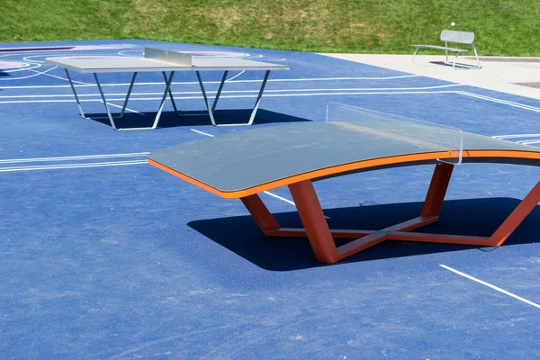 New Empty Playground Table Tennis Tables Royalty Free Stock Images