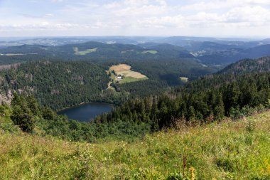 Landscape and lake Feldsee from mountain Feldberg. Black Forest. Germany