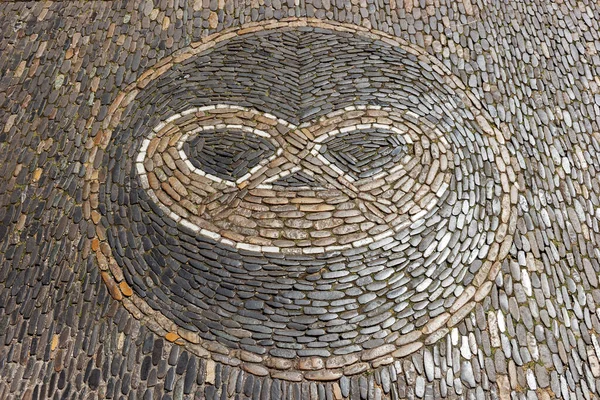 Passeio Histórico Pedras Pavimentação Com Ornamento Freiburg Alemanha — Fotografia de Stock