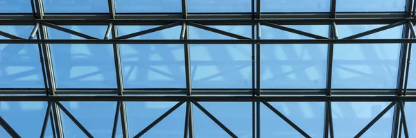 Glass Roof Steel Structure Panorama — Stock Photo, Image