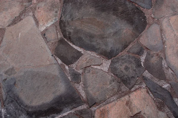 Kamienna Ściana Mieszanymi Kamieniami Różnych Kształtach — Zdjęcie stockowe