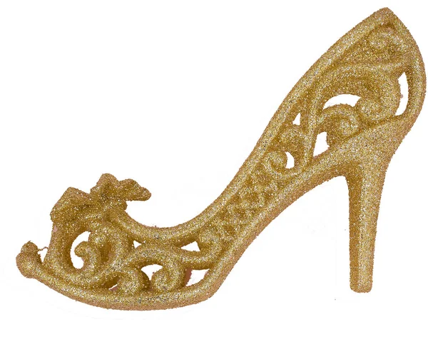  altın ayakkabılar beyaz arka planda yüksek topuk