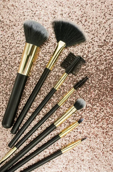 Make Brushes Different Sizes Gold Background — Stock Photo, Image