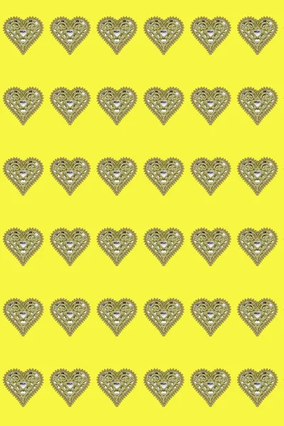 Seamless Pattern Gold Glittering Heart Background — Stock Photo, Image