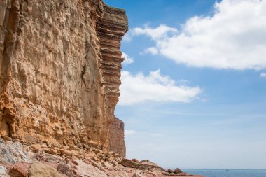 Hive Sahili, Bridport, Dorset, uçurumların manzarası.