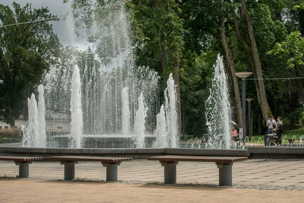 Музичний Фонтан Спа Центрі Парку Друскінінкай Литва — стокове фото