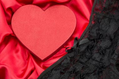 red  sexy background with heart shape box  and knickers