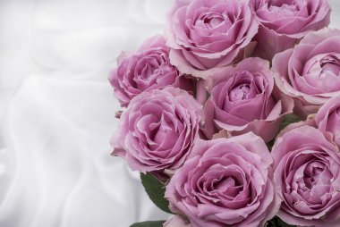 Güzel taze güllerle dolu tebrik kartı ve kopyalama alanı.