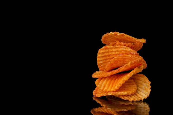Närbild Stekt Potatis Chips Svart — Stockfoto