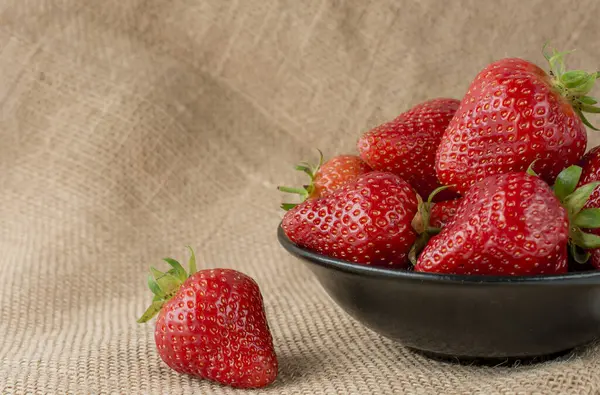 Fresh Ripe Strawberries Wooden Background — Fotografia de Stock