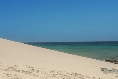 Summer beach, ocean waves on a tropical sea with deep blue wawes