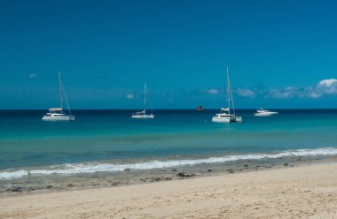 Aerial view on the beach in Playa del Matorral in Morro Jable, C