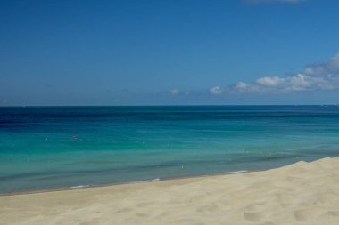 Aerial view on the beach in Playa del Matorral in Morro Jable, C