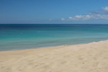 Aerial view on the beach in Playa del Matorral in Morro Jable, C