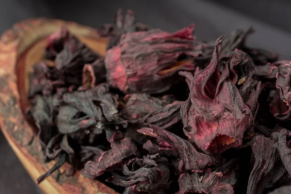 Dry hibiscus flowers in the  bowl,  DIY beauty treatment and spa